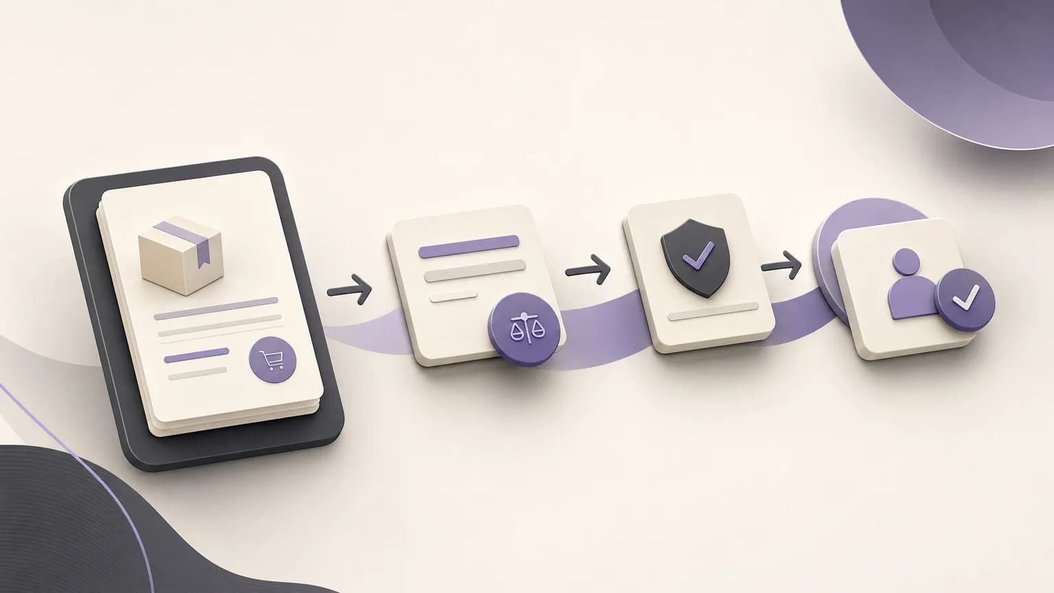 Editorial illustration of a sales price variance review moving from an order to verification and approval
