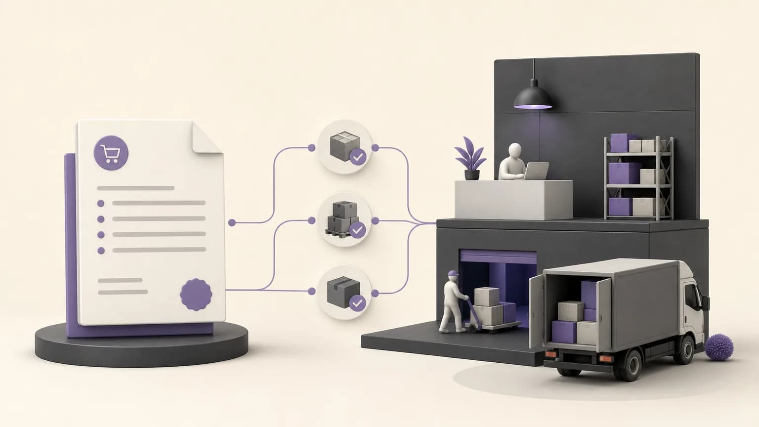 Illustration connecting order data, stock availability, and sales and operations review