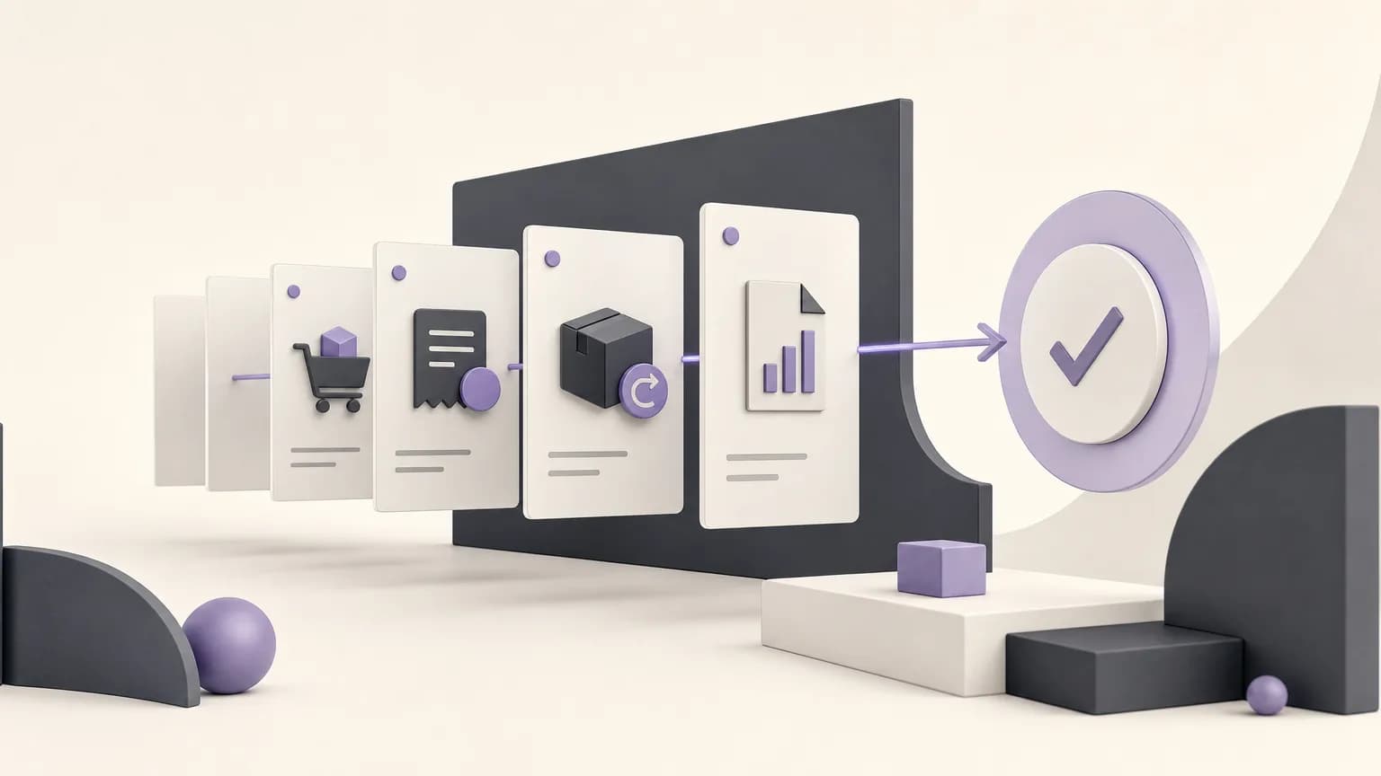Illustration of documents moving from their current status to an assigned next step