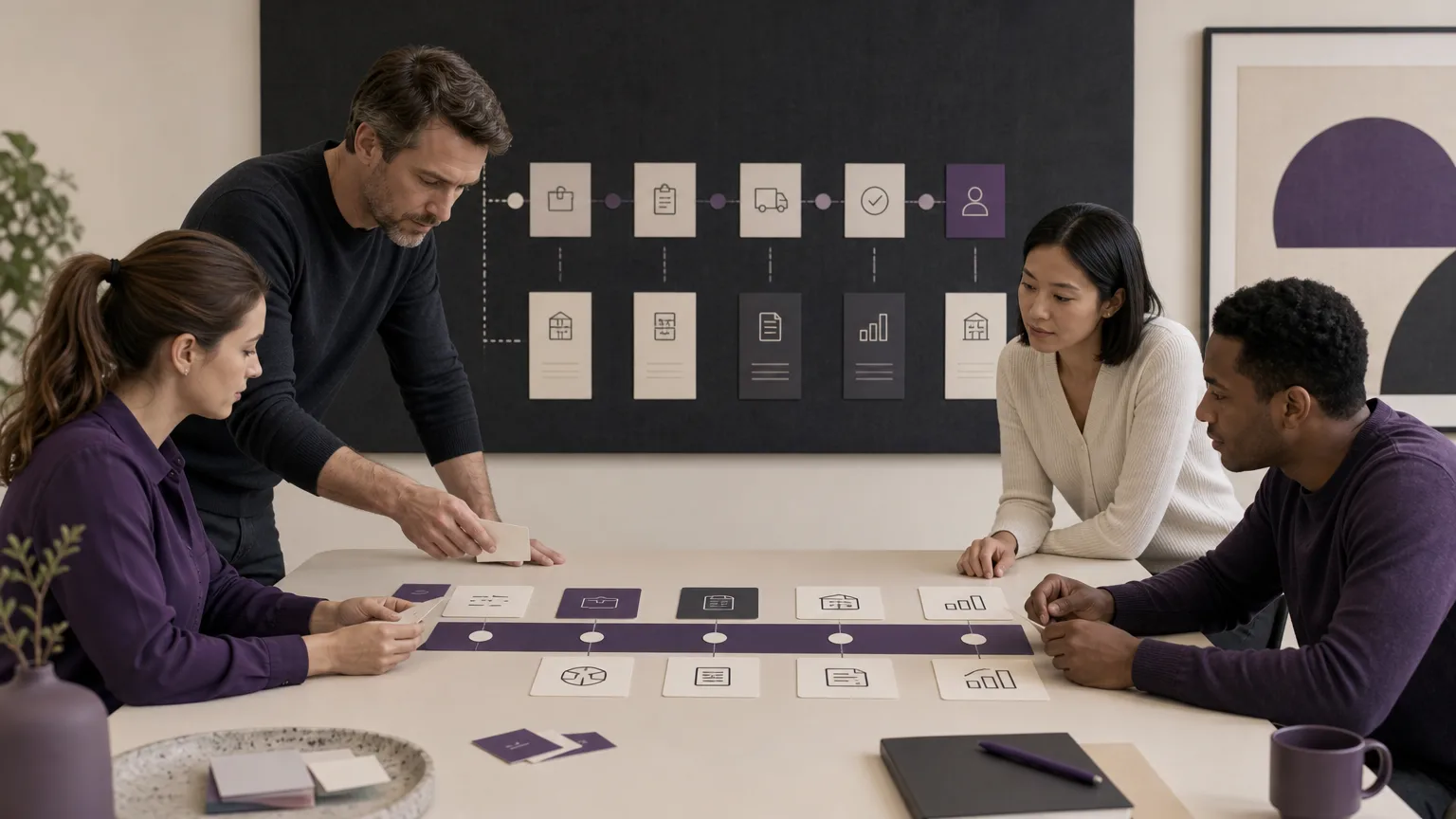 Operations team reviewing order stages and coordination across sales, inventory, accounting, and reporting
