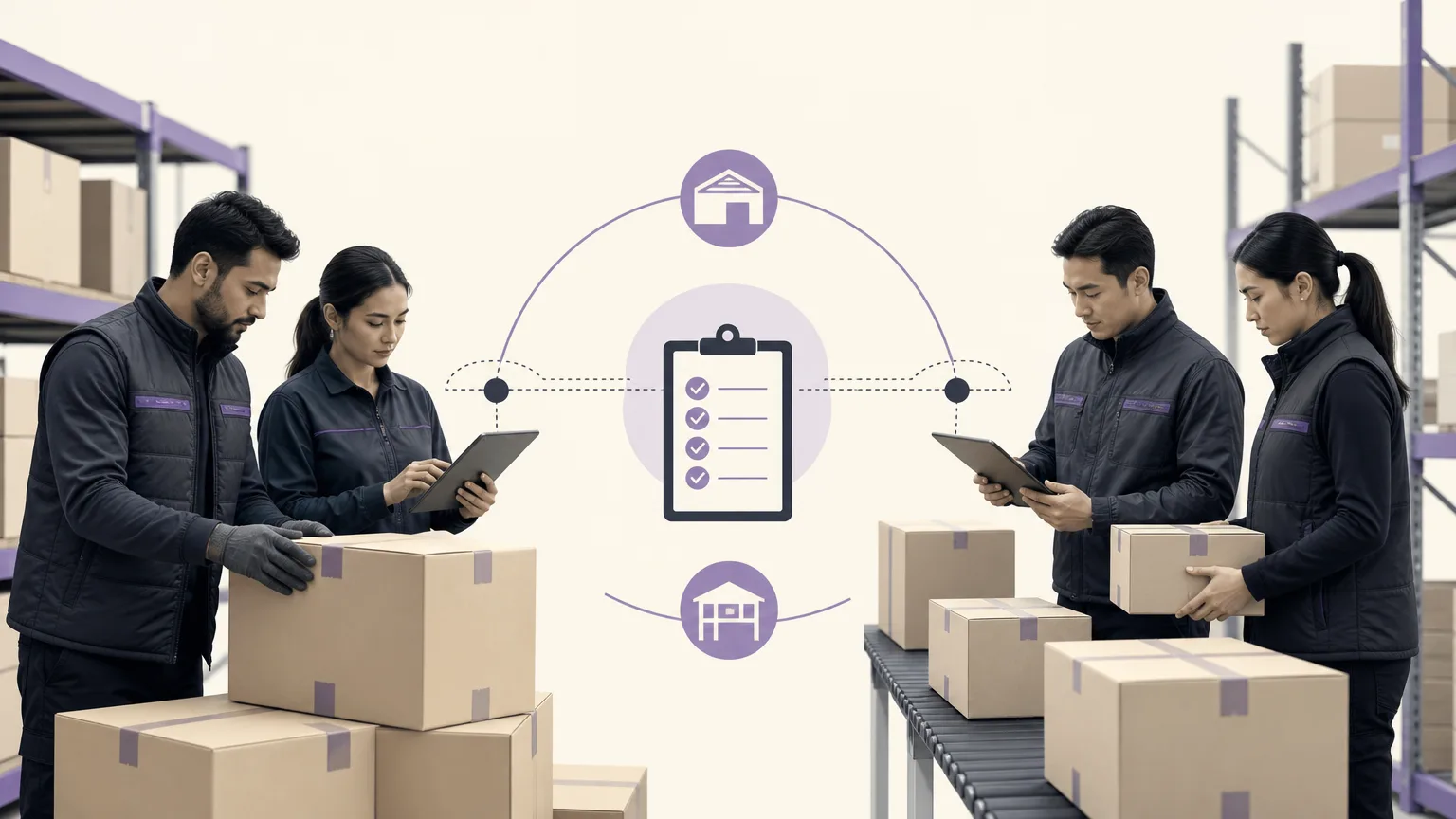 Two branch teams comparing dispatched and received quantities while documenting a variance